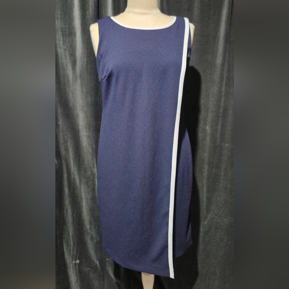 Calvin Klein Navy Blue Mini Dress with White Trim